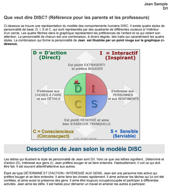 DISC (Quelle est votre couleur?) – Rapport Abrégé Enfant - Image 2